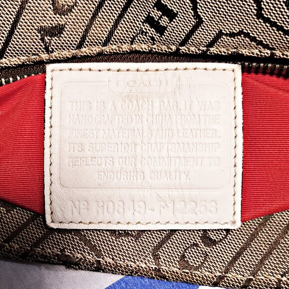 Coach Khaki Signature Stripe Lozenge Tote - Picture 2 of 8